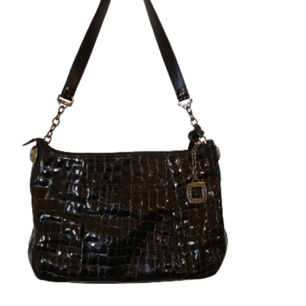 Brighton Black Alligator Leather Shoulder Bag